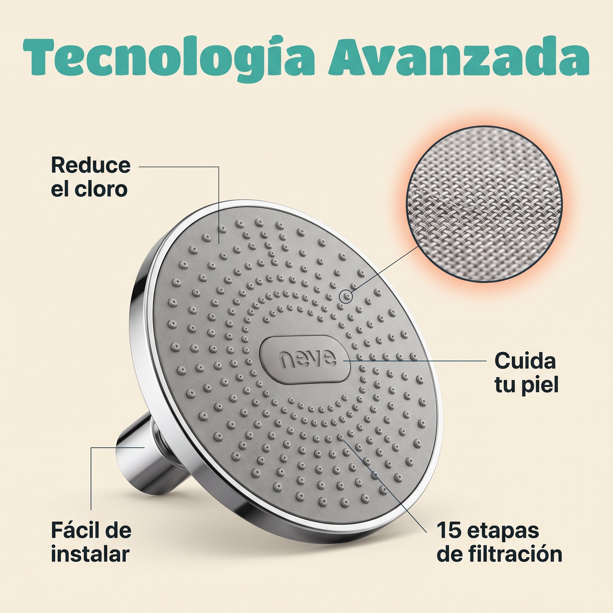 neve — Purificador de Ducha: Frena la caída, el daño y el frizz